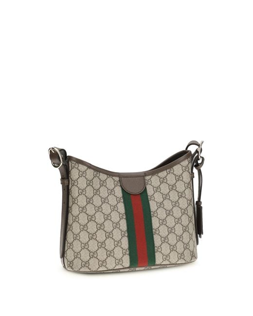 Gucci Gray Small Ophidia Shoulder Bag Polyurethane; Cotton Handbags
