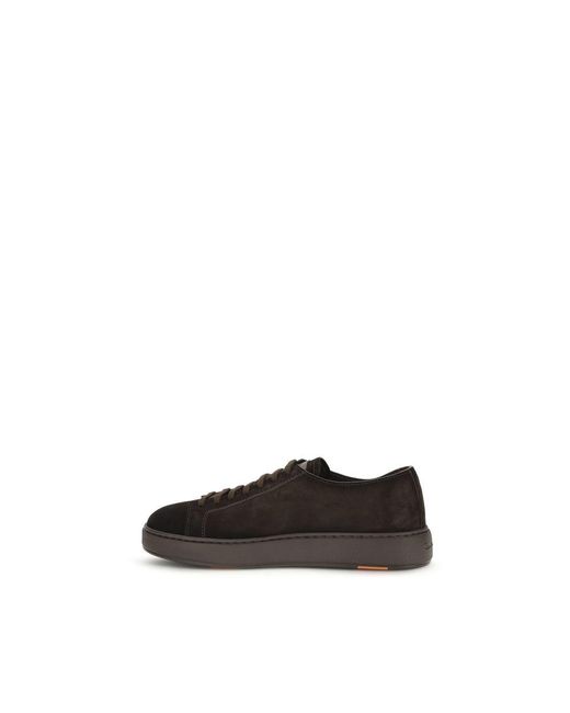 Santoni Black Calf Leather Bos Taurus Sneakers for men