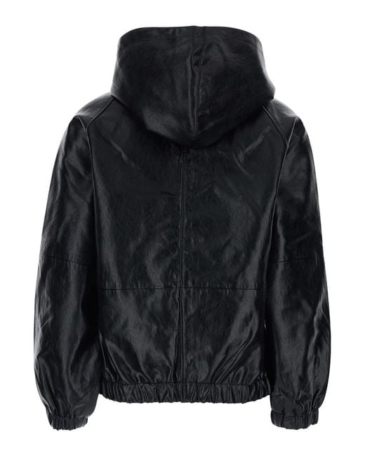 MICHAEL Michael Kors Black Hooded Jacket Ecoleather