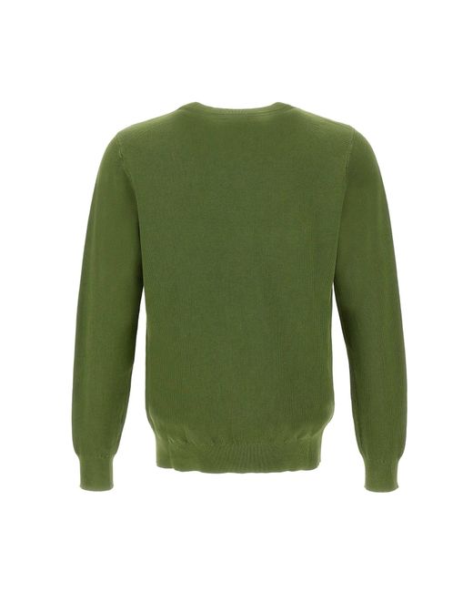 Sun 68 Green Round Vintage Sweater Cotton for men