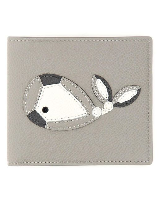 Thom Browne Gray Wallet With Whale Application for men