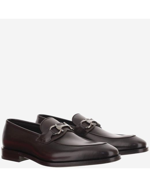 Ferragamo Black Leather Loafers Calf for men