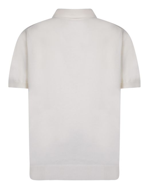 Lardini White Check Polo Shirt for men