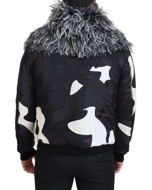 Dolce & Gabbana Gray Elegant Shearling Zip Jacket for men