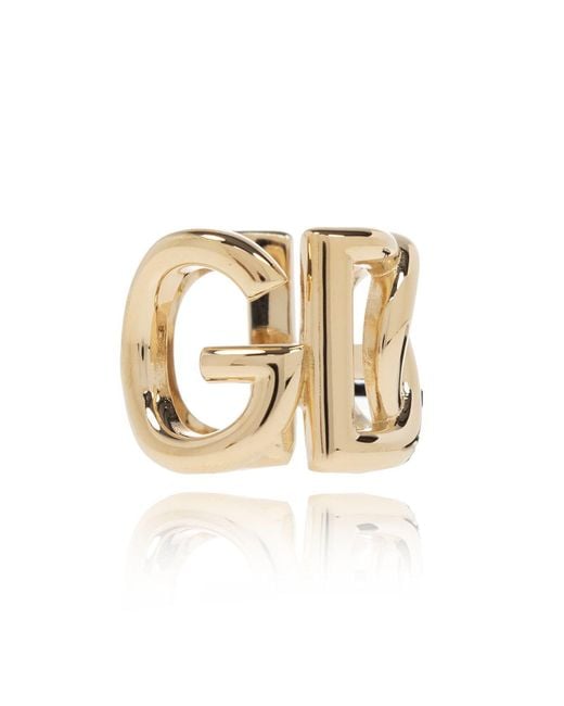Dolce & Gabbana Natural Logo Plaque Engraved Ring