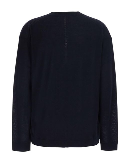Semicouture Blue V-Neck Sweater Jade Virgin Wool Tops