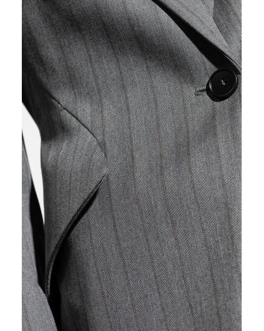 Alexander McQueen Gray Wool Blazer With Herringbone Pattern