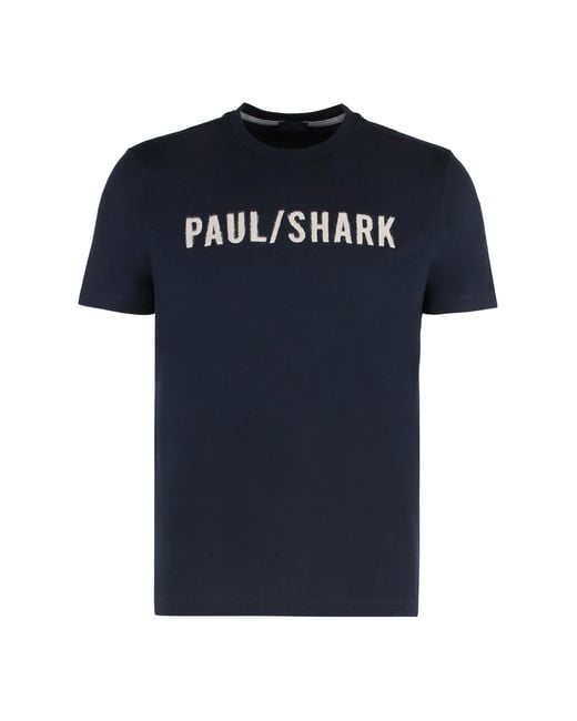 Paul & Shark Blue Logo Detail Cotton Jersey T-Shirt T-Shirts for men