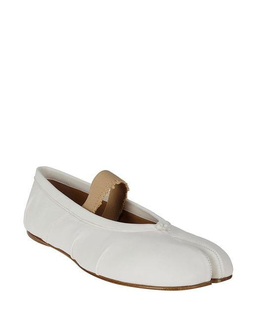 Maison Margiela White Tabi Ballerina Flat Elastic Band