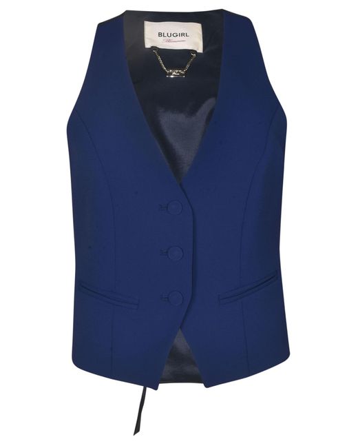 Blugirl Blumarine Blue Slim-Fit Plain Vest