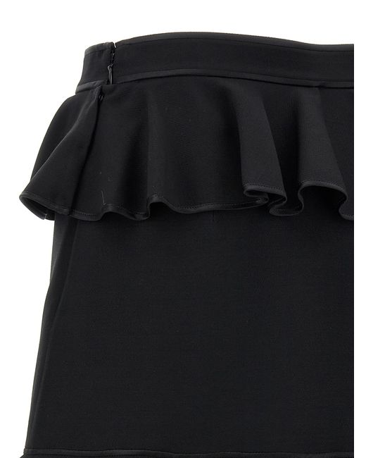 Valentino Garavani Black Crepe Couture Skirt Virgin Wool Silk