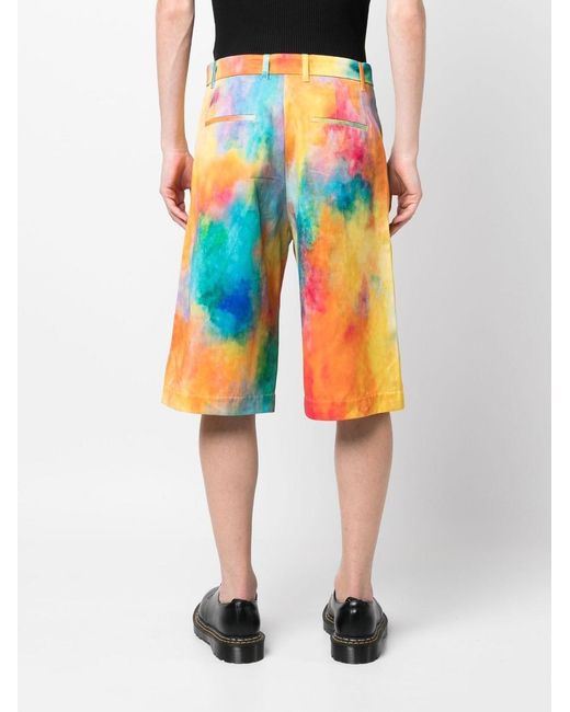 Etudes Studio Orange Tie Dye Print Cotton Shorts