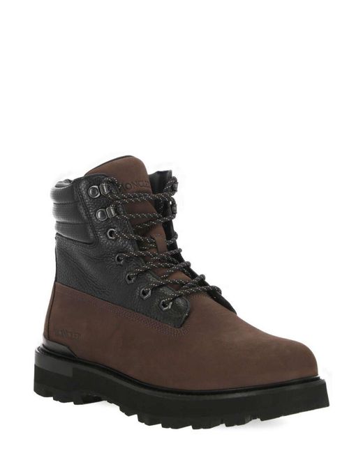 Moncler Brown Contrasted Lace-Up Boots for men