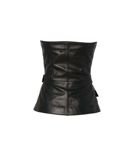 Manokhi Black Jean Top Lambskin