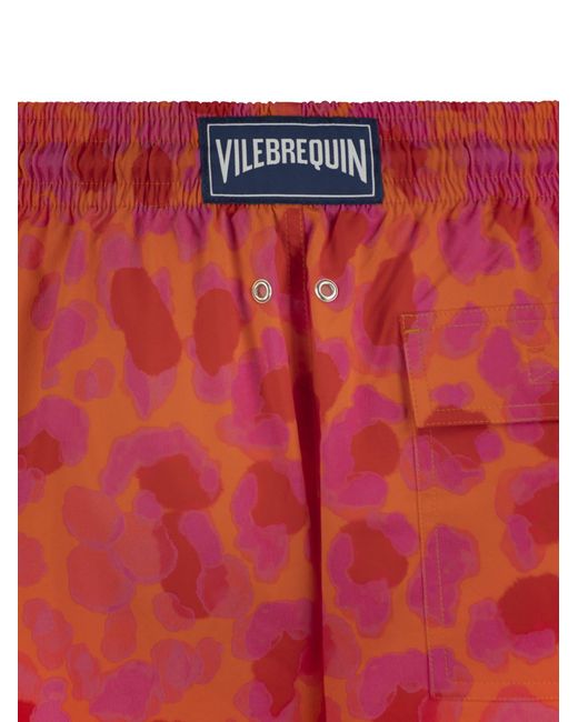 Vilebrequin Red Stretch Beach Shorts With Patterned Print for men