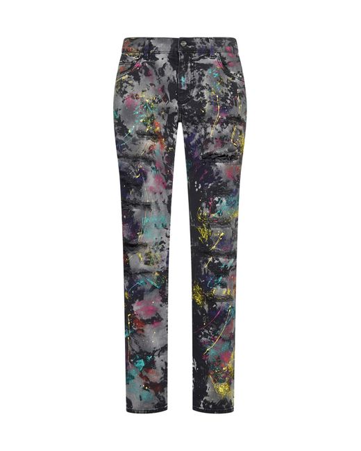 Dolce & Gabbana Multicolor Spray Print Slim-fit Jeans
