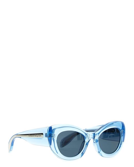 Alexander McQueen Blue The Curve Cat-Eye Sunglasses
