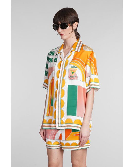 Casablancabrand Shirt In Orange Silk