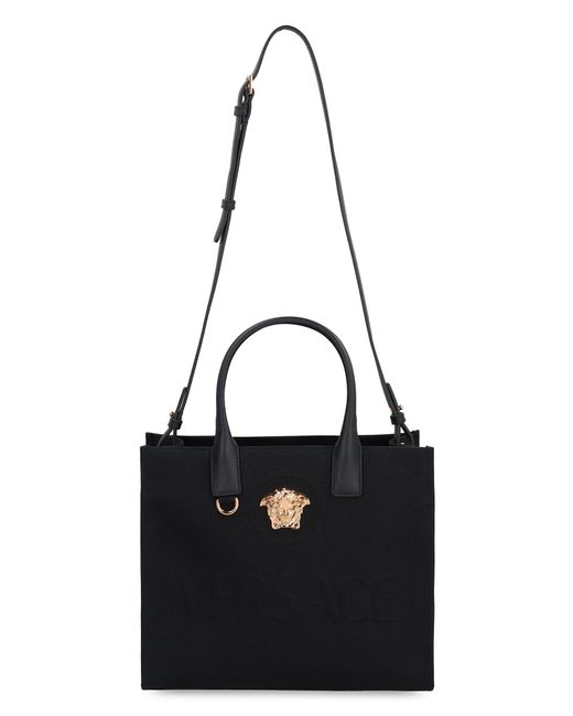 Versace Black La Medusa Canvas Tote Bag