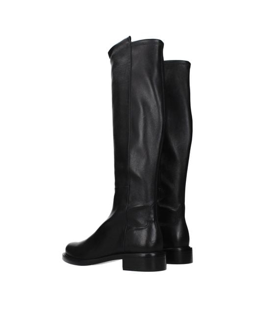 Stuart Weitzman Black Leather Over The Knee Shoe