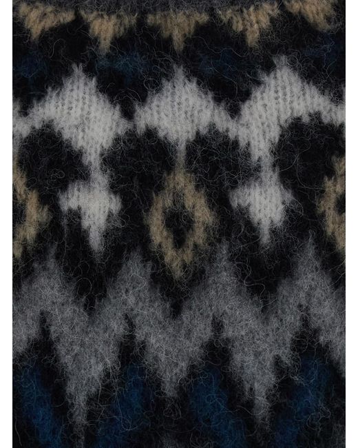 Jucca Black Sweater With Norwegian Motif, Wool Alpaca Tops