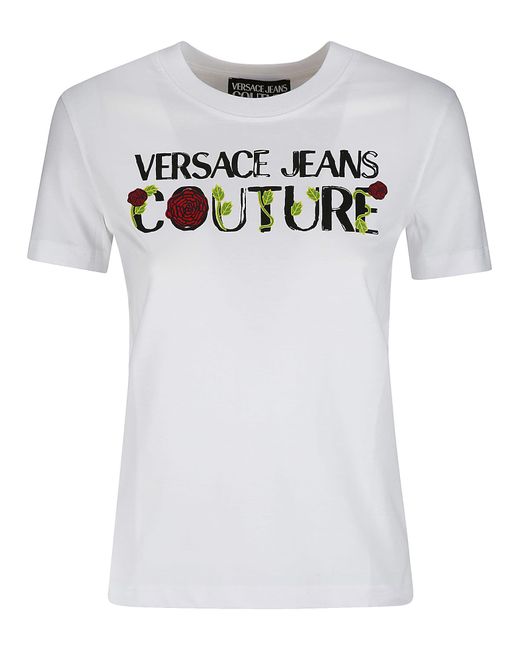Versace White Roses Logo T-shirt