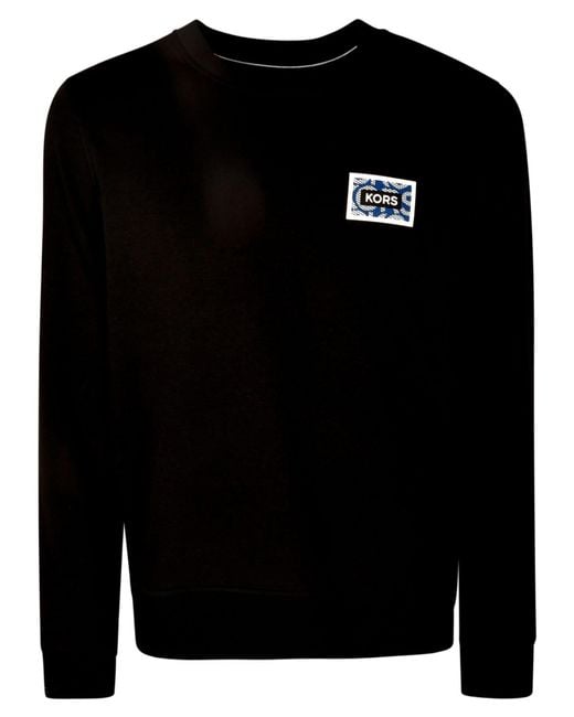 Michael Kors Black Logo Patched Ribbed Sweatshirt for men