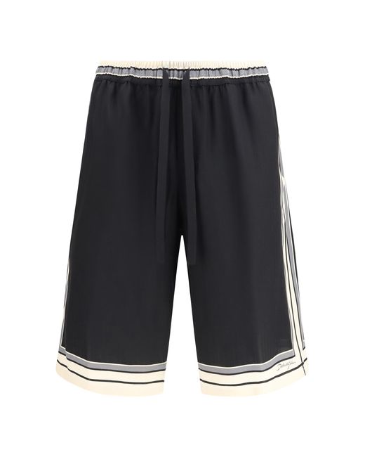 Dolce & Gabbana Black Drawstring Shorts Silk Bermuda for men