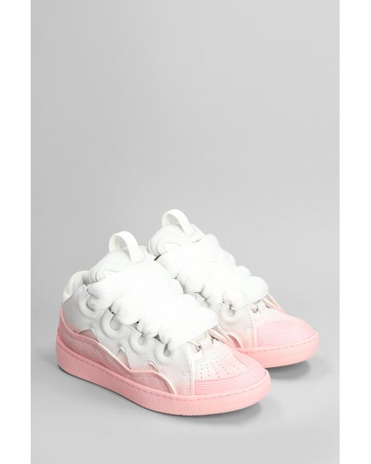 Lanvin Curb Sneakers In Rose-pink Leather