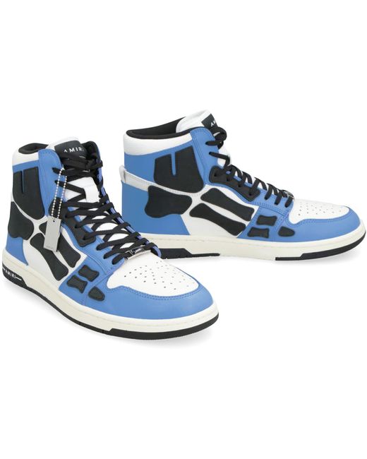 Amiri Blue Skel Leather High-Top Sneakers for men