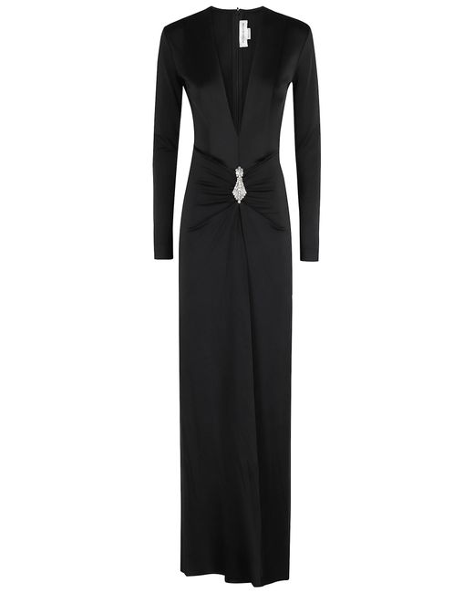 Victoria Beckham Black Long Sleeve V-Neck Gown