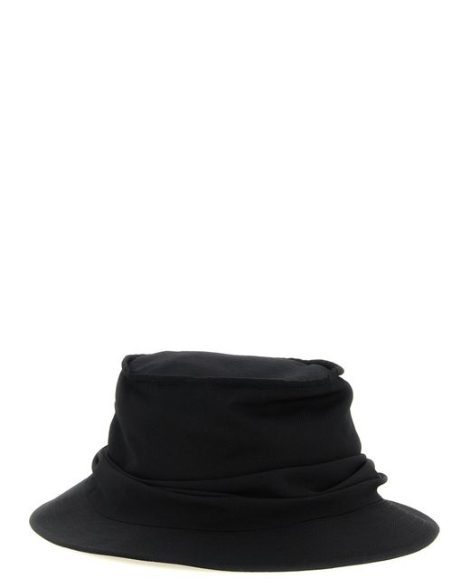 Yohji Yamamoto Black Drape Solid Bucket Hat for men
