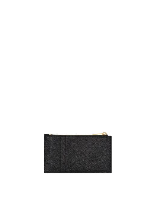 Saint Laurent Cassandra Zip Quilted Leather Card Holder - Bergdorf
