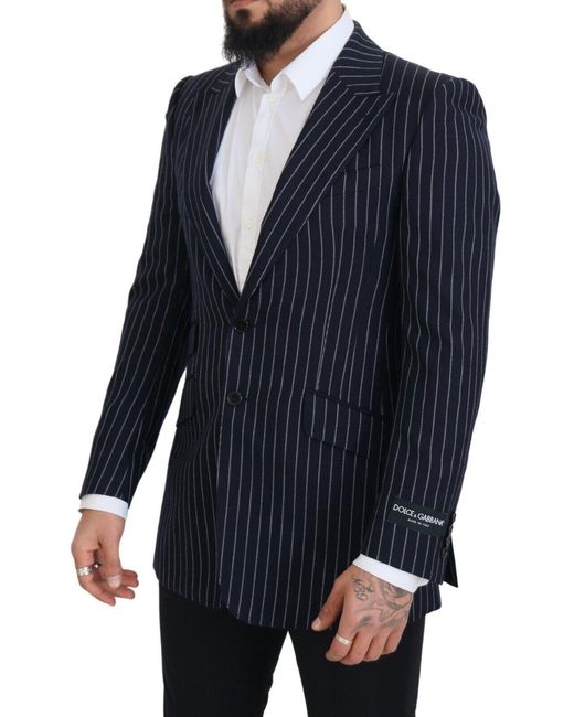 Dolce & Gabbana Blue Elegant Slim Fit Wool Blazer for men