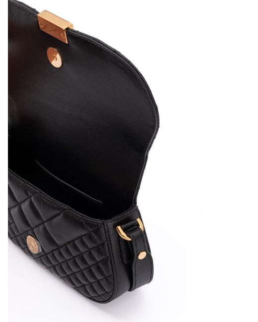Versace Black Leather Quilted Shoulder Strap Bag