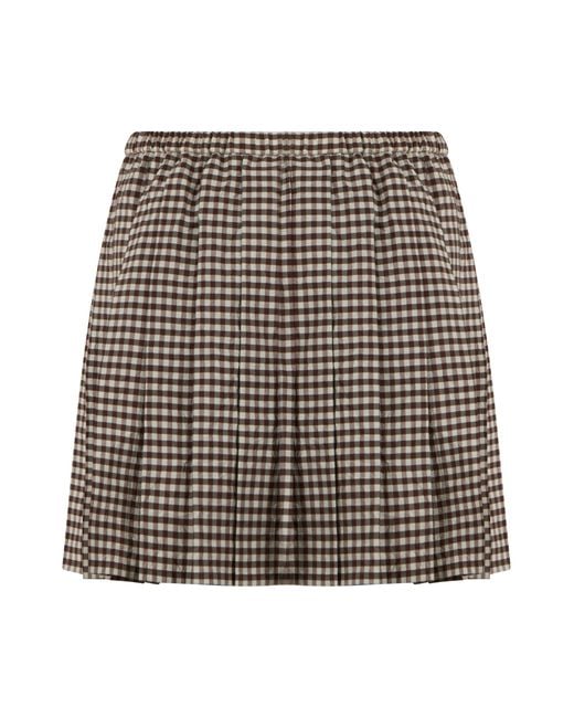 Moncler Brown Mini Skirt Mixed Cotton Polyester