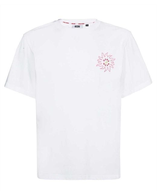 Gcds White Cotton T-Shirt for men