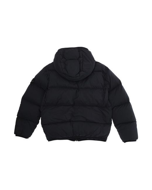Stone Island Blue Down Jacket With Fixed Hood Polyamide Fibers Padded for men