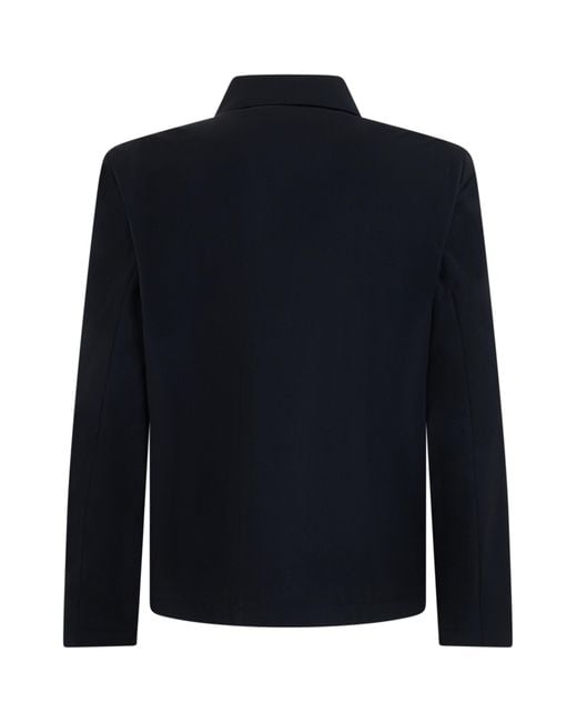 Boss Blue Zip Jacket Virgin Wool Bomber for men