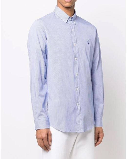 Polo Ralph Lauren White Striped Slim Fit Poplin Shirt Clothing Polo & T-Shirts for men