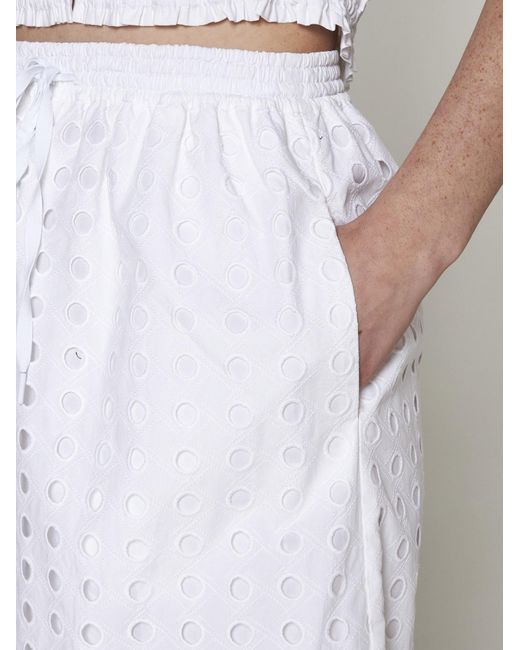 See By Chloé White Broderie Anglaise Cotton Midi Skirt