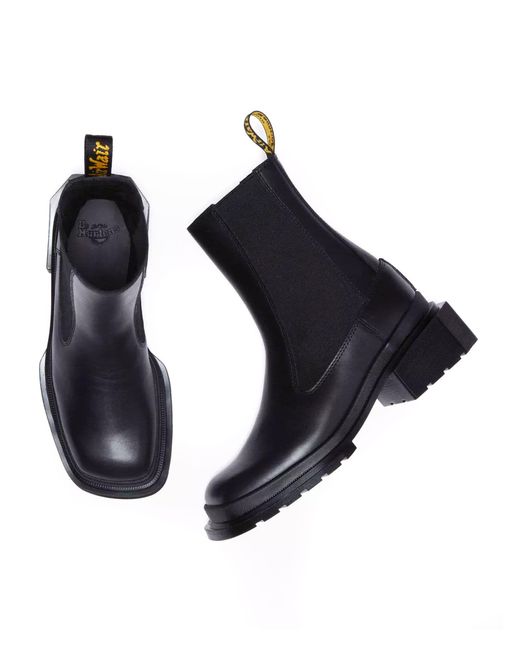 Dr. Martens Black Wanama Leather Square-Toe Chelsea Boots