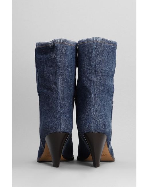 Isabel Marant Blue Rouxa High Heels Ankle Boots