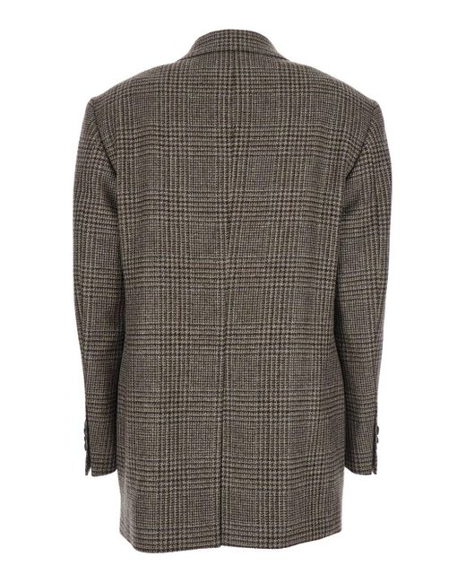 Tagliatore Gray Single-Breasted Jacket With Notched Revers And All-Ov