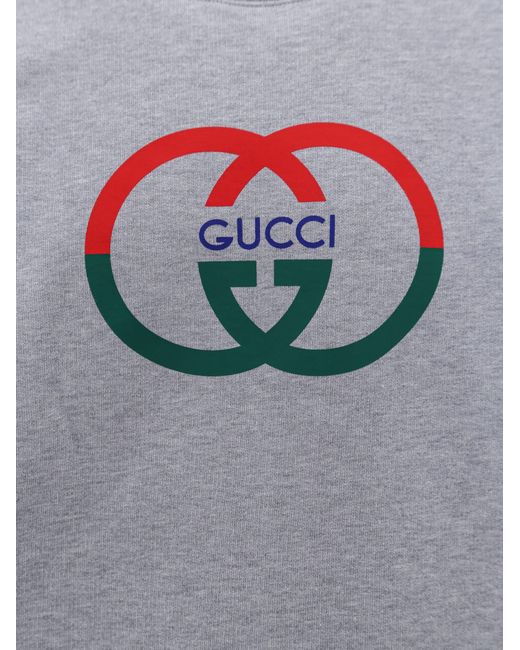 Gucci Gray Interlocking G-print Crewneck Cotton-jersey Sweatshirt for men