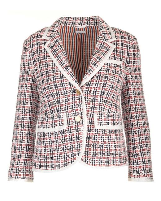 Thom Browne Pink Cotton Tweed Blazer