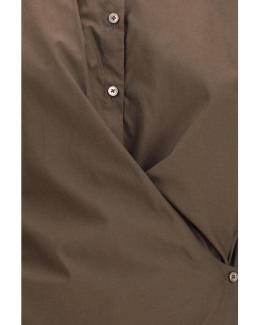 Lemaire Brown Cotton Blend Shirt Cotton; Silk