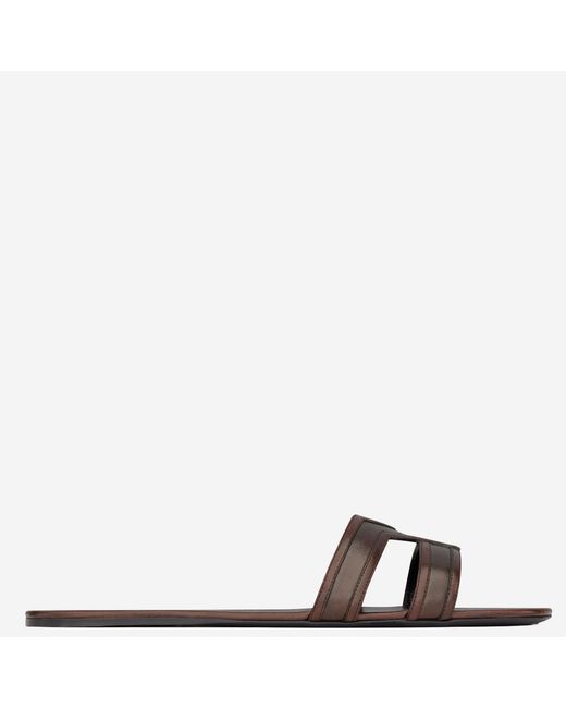 Saint Laurent Brown Leather Sandals Calf