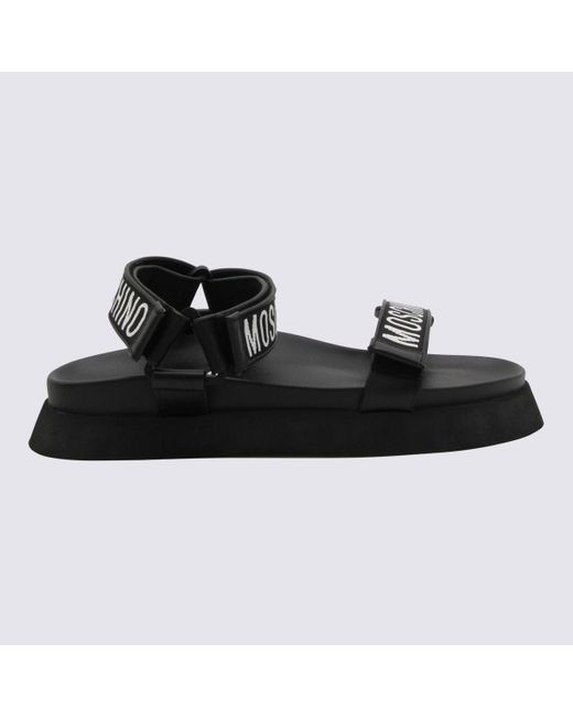 Moschino Black Rubber Logo Sandals for men