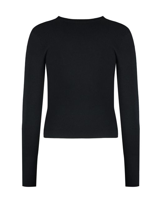 Elisabetta Franchi Black Tricot Sweater With Jewel